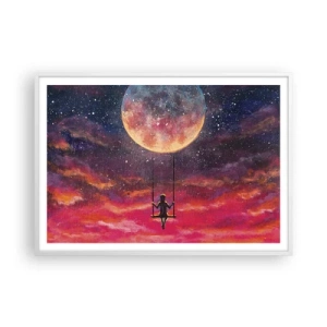 Affisch i vit ram - Sväva i molnen - 100x70 cm