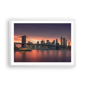 Affisch i vit ram - Doppad i lila tystnad - 70x50 cm