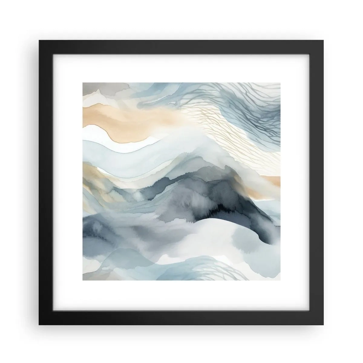 Affisch i svart ram - Snöig och dimmig abstraktion - 30x30 cm