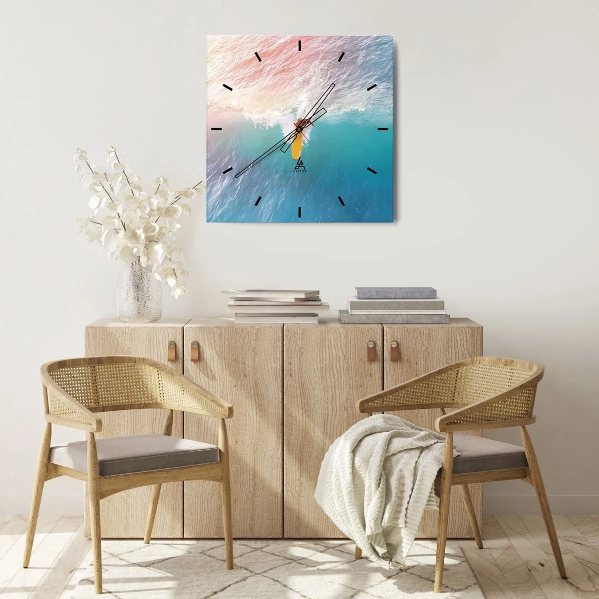 Väggklocka - Klocka på glas - Havsryttare - 40x40 cm