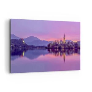 Canvastavla - Bild på duk - Sagoön i solnedgången  - 100x70 cm