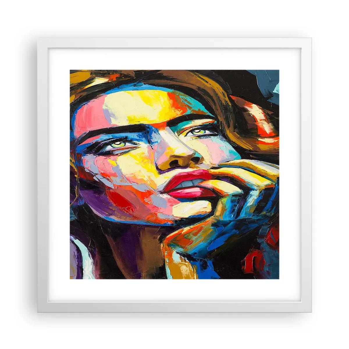 Affisch i vit ram - Drömmar seglar i himlen som fåglar - 40x40 cm