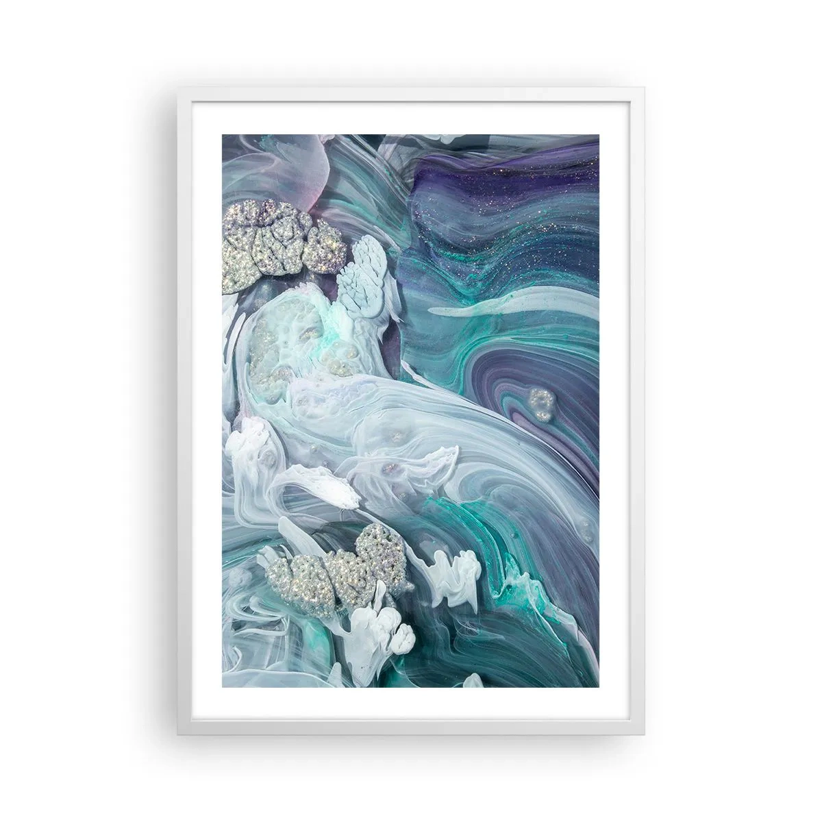 Affisch i vit ram - Blåhetens strömmar - 50x70 cm