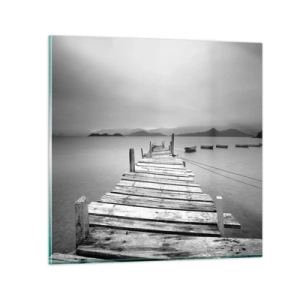 Glastavla - Bild på glas - Bortom bergen och hav - 30x30 cm