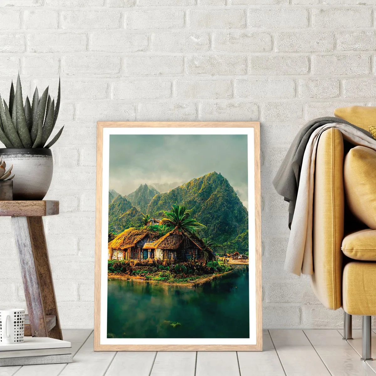 Affisch i ram av ljusek - Tropiskt paradis - 40x50 cm