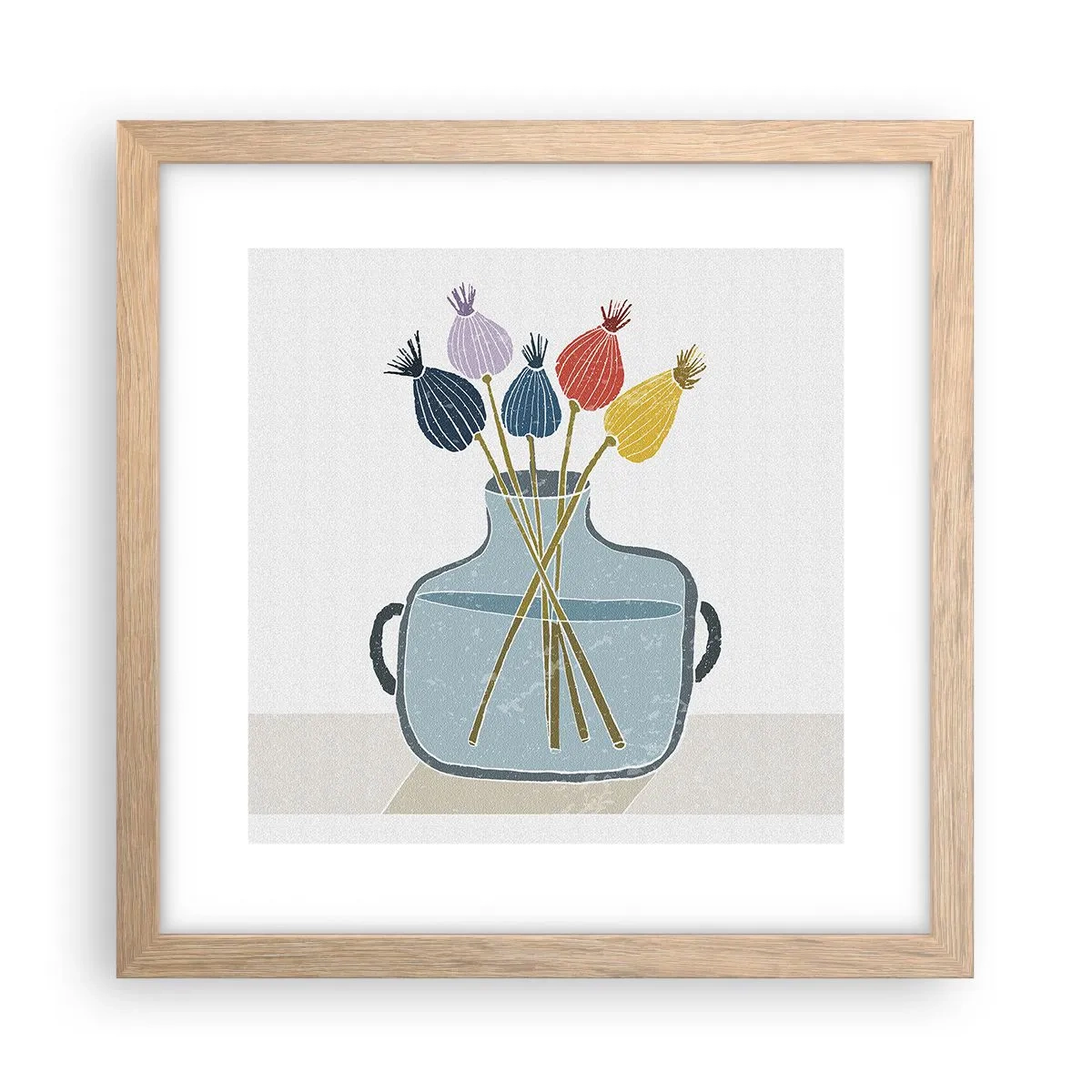 Affisch i ram av ljusek - Vallmovas - 30x30 cm