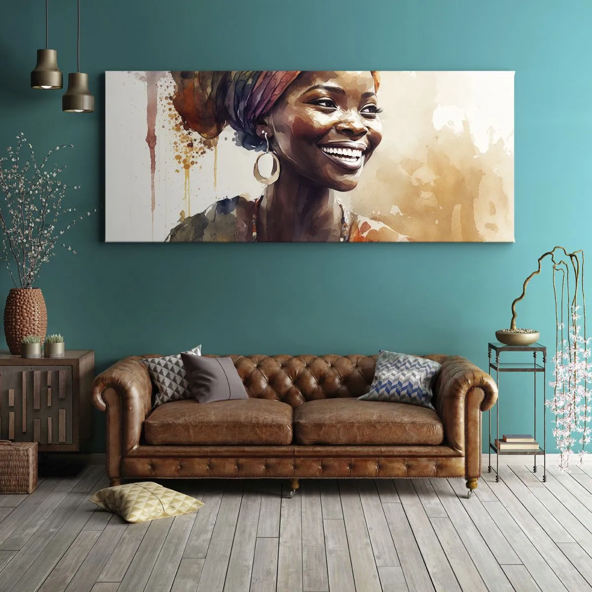 Canvastavla - Bild på duk - Afrikansk drottning - 120x50 cm
