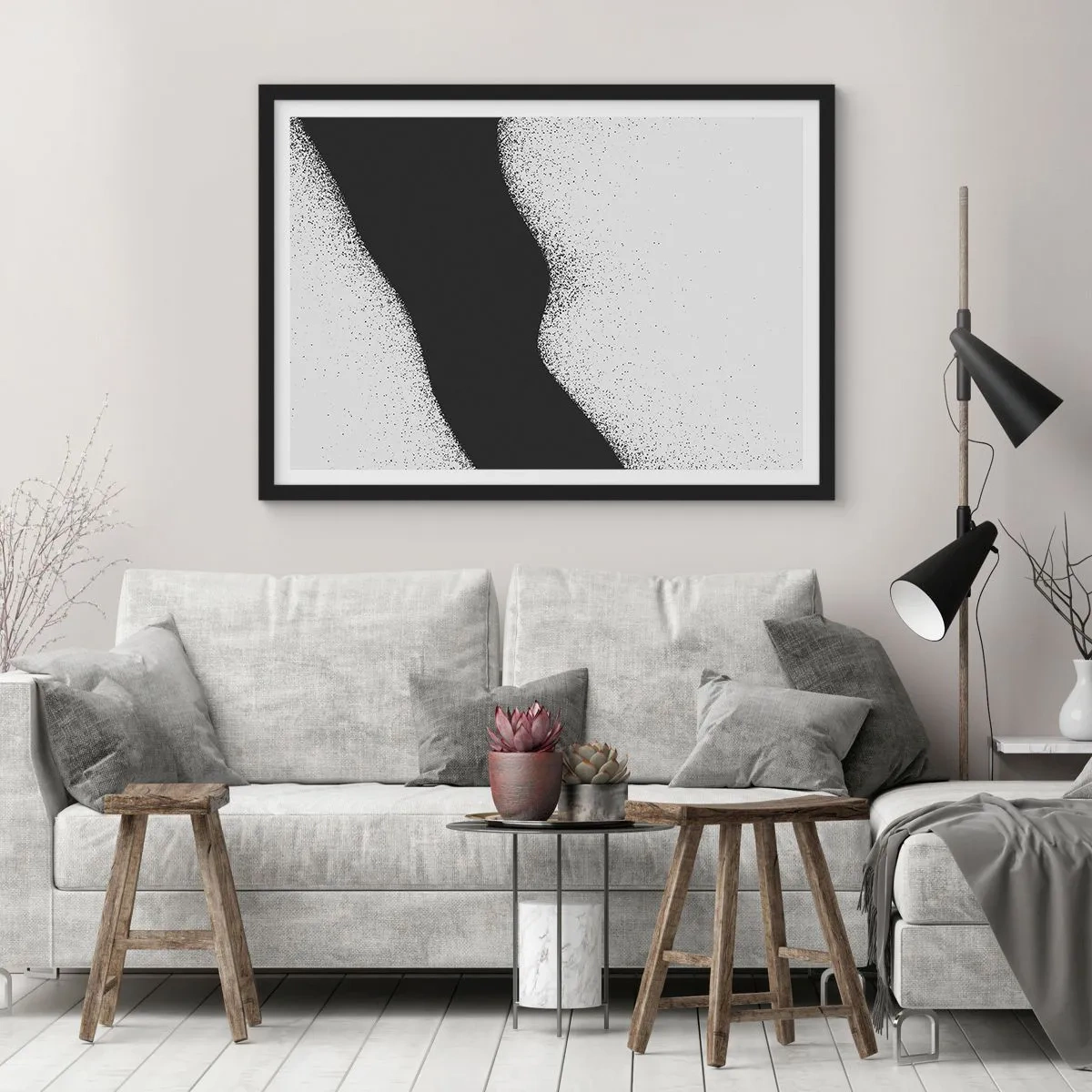 Affisch i svart ram - Flytande balans - 40x30 cm