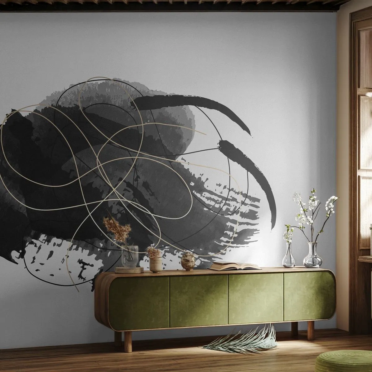 Fototapet Premium Canvas - Uppkommen ur svärta - Abstraktion, Bit, Modern konst - 400x280 cm