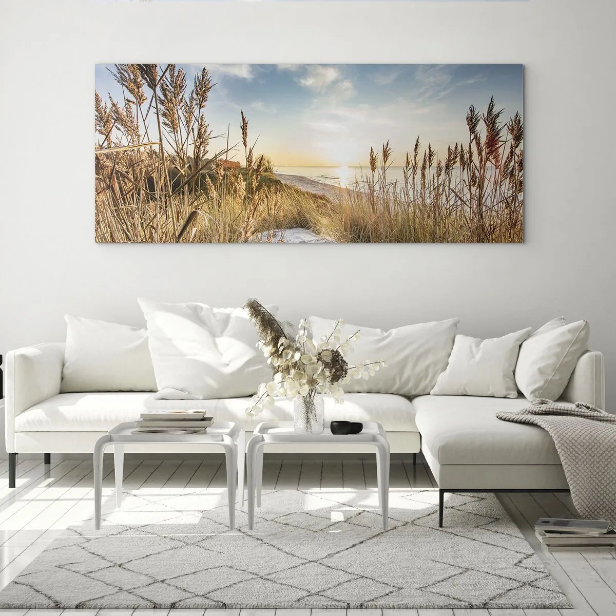 Glastavla - Bild på glas - Nordlig strand - 100x40 cm
