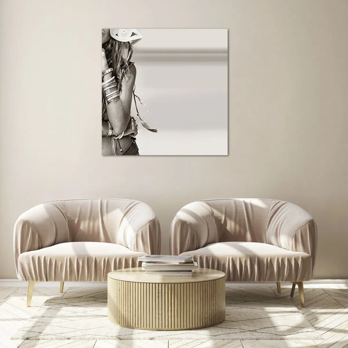 Glastavla - Bild på glas - Som flickorna brukar - 70x70 cm