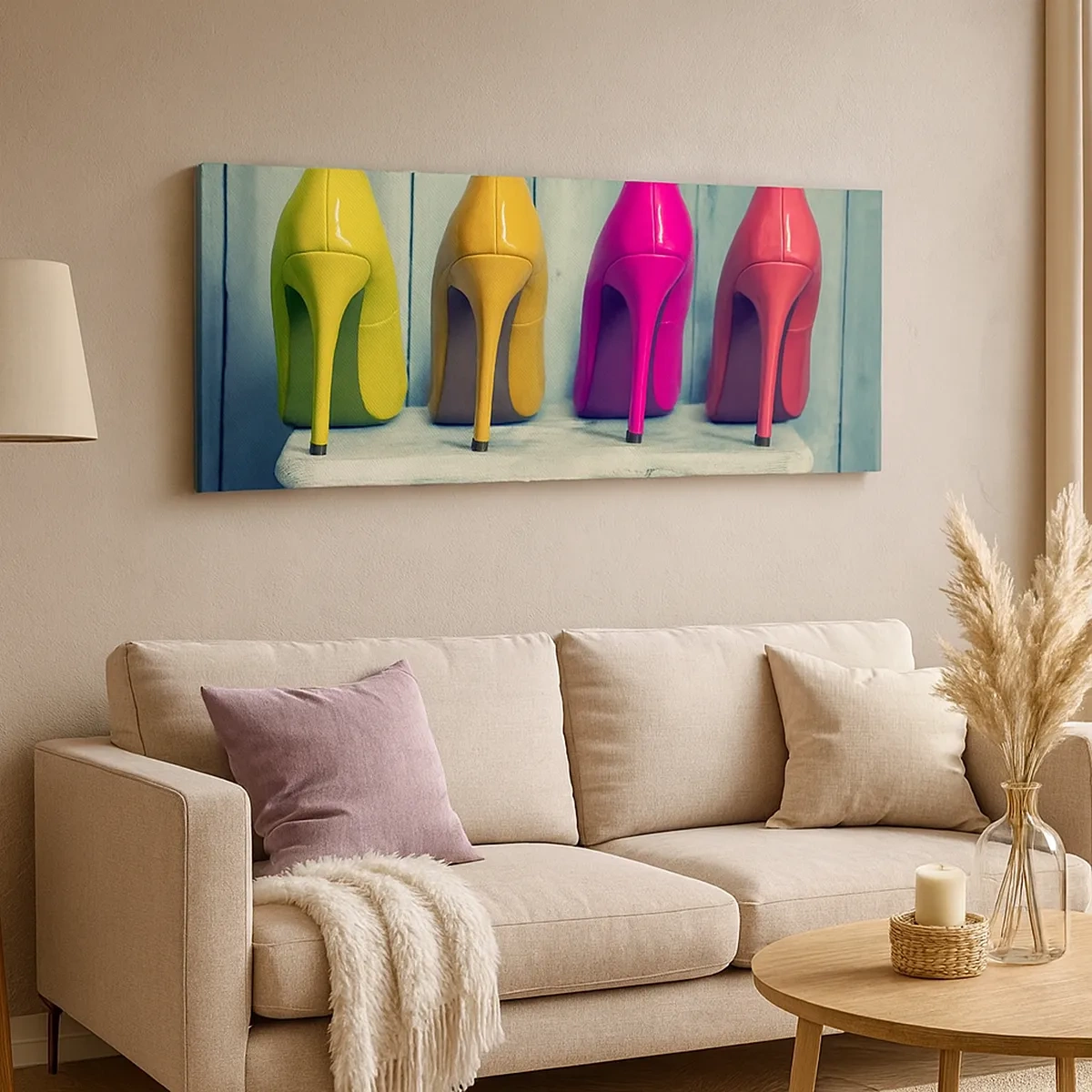 Canvastavla - Bild på duk - En promenad på regnbågen - 30x30 cm