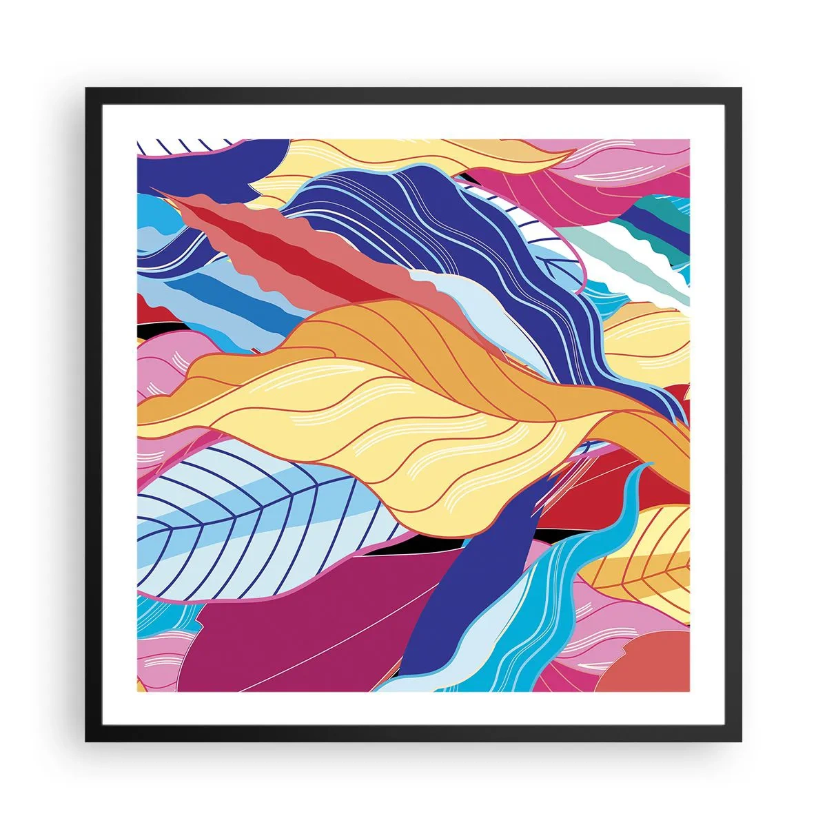 Affisch i svart ram - Färgglad röra - 60x60 cm