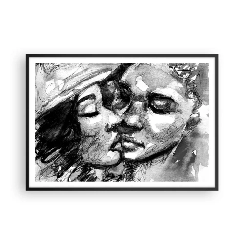 Affisch i svart ram - Ett ömt ögonblick - 100x70 cm
