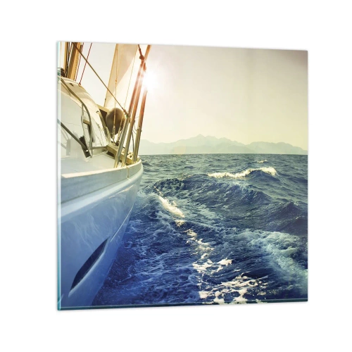Glastavla - Bild på glas - Mot äventyret - 30x30 cm