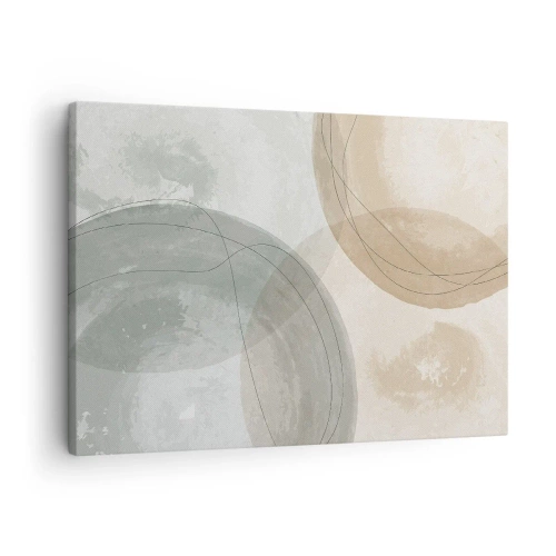 Canvastavla - Bild på duk - Abstrakt komposition i pastellfärger med linjer - 70x50cm - Världars samspel - Modern väggdekoration för vardagsrum och sovrum ARTTOR