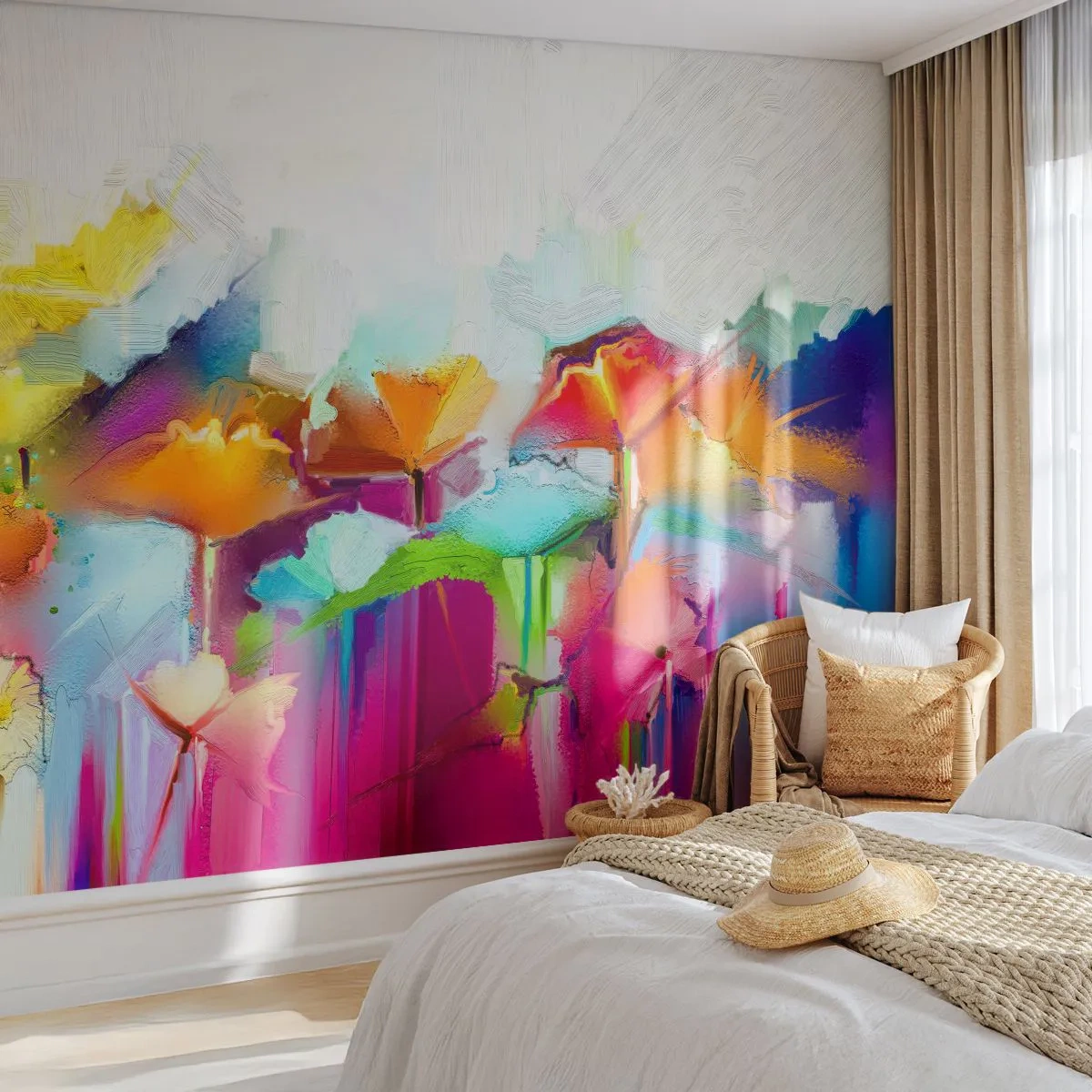 Fototapet Premium Canvas - Regnbågen blommar - Abstraktion, Blommor, Bit - 500x350 cm