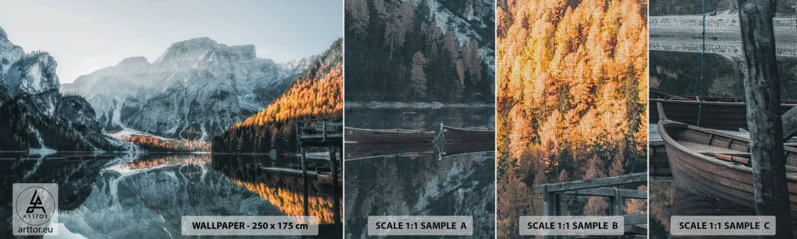 Provbit av fototapet Premium Canvas - Spegellandskap - Landskap, Berg, Sjö - 100x30 cm