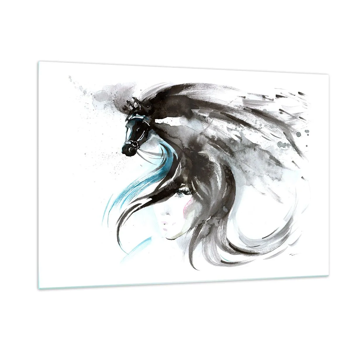 Glastavla - Bild på glas - Svarta prinsens galopp - 120x80 cm