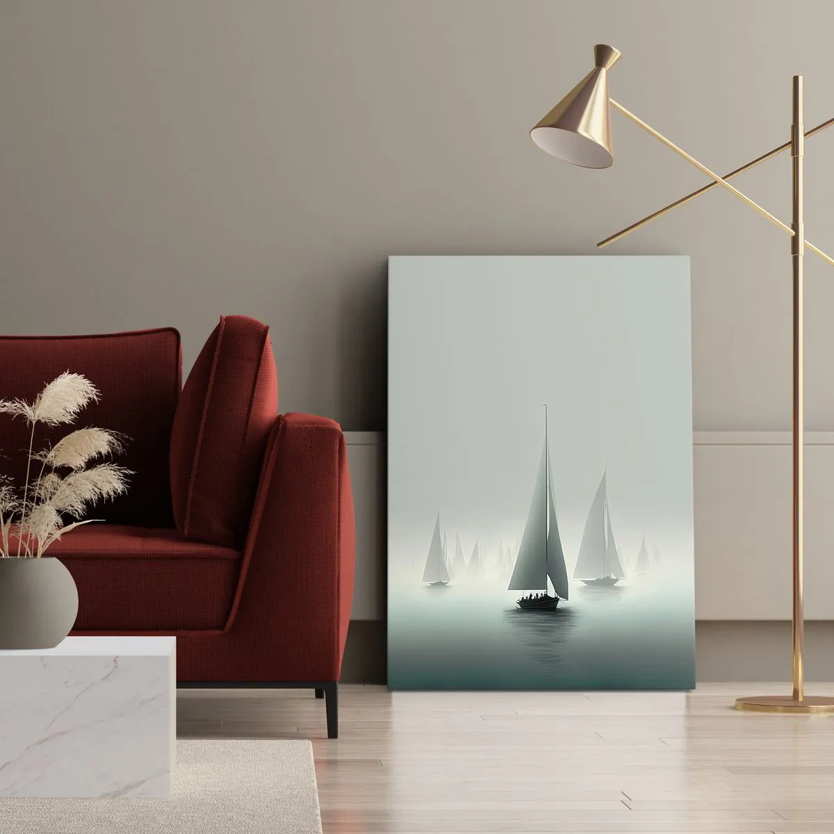 Canvastavla - Bild på duk - Byggd av dimma - 55x100 cm