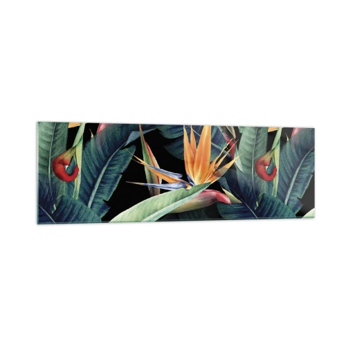 Glastavla - Bild på glas - Tropikens brinnande blommor - 160x50 cm