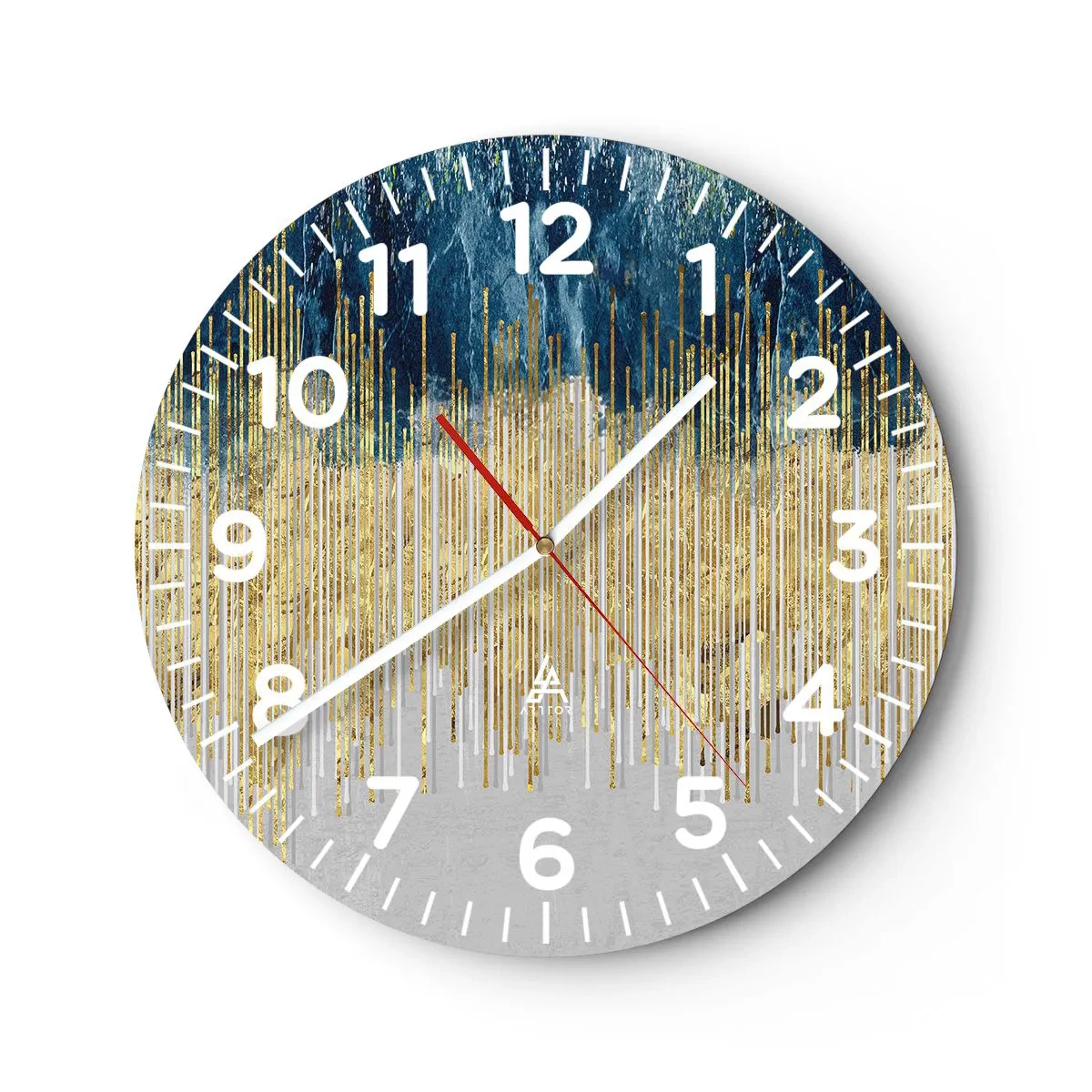 Väggklocka - Klocka på glas - Förgylld gräns - 30x30 cm
