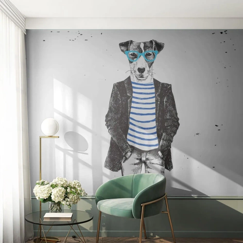Fototapet på mått Premium Canvas - Hundelegans - Abstraktion, Man, Hund