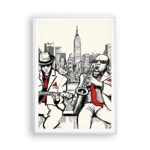 Affisch i vit ram - New Yorks improvisation - 70x100 cm