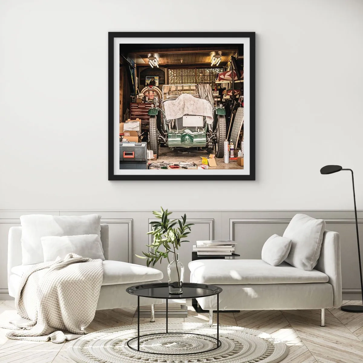 Affisch i svart ram - Tillbaka till det förflutna - 60x60 cm