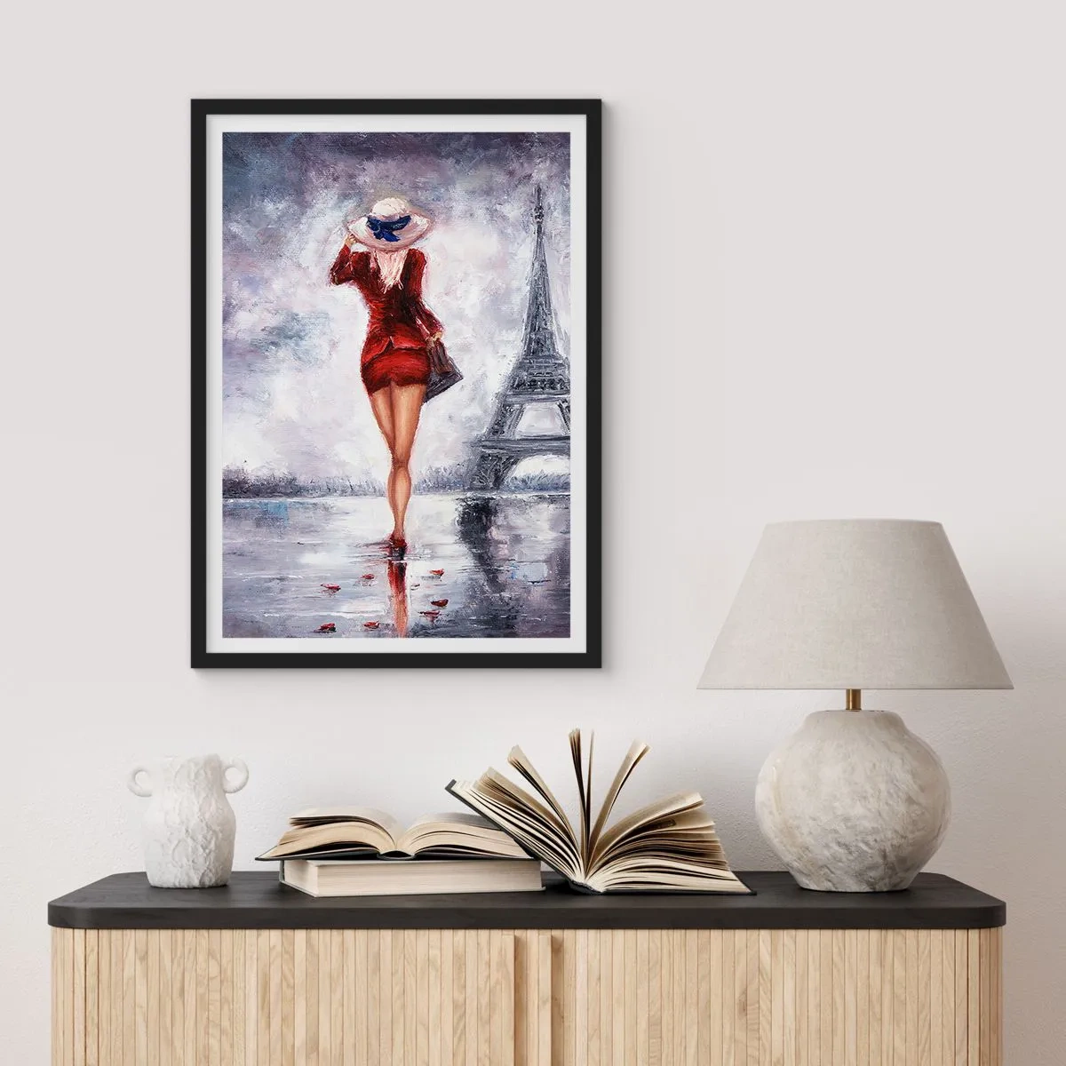 Affisch i svart ram - Symboler av Paris - 30x40 cm