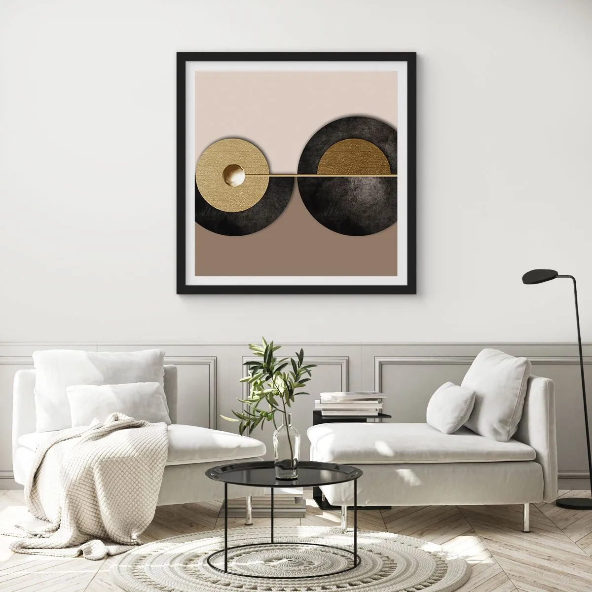 Affisch i svart ram - Variationer runt en cirkel - 40x40 cm