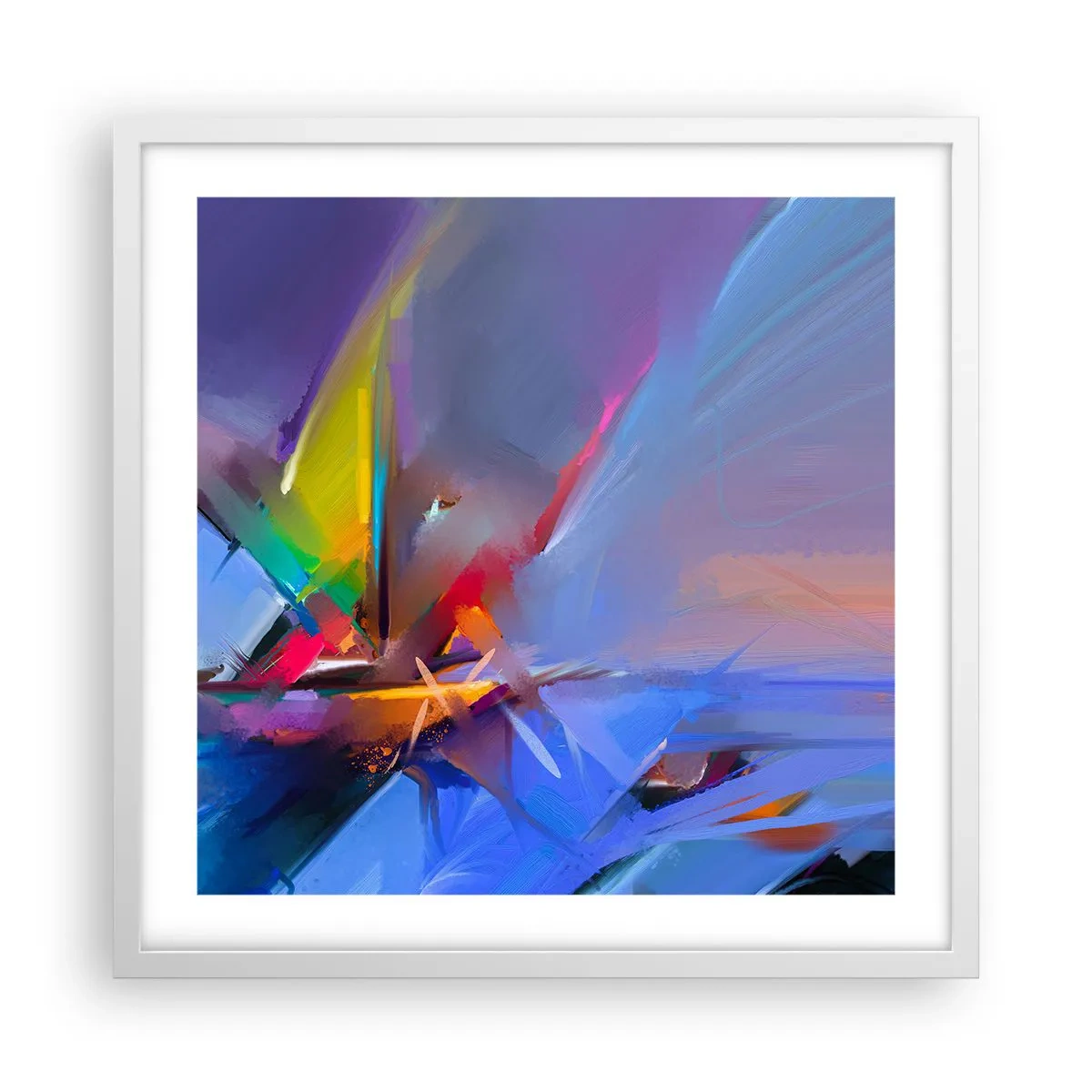 Affisch i vit ram - Snabb som en fågel - 50x50 cm