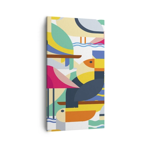 Canvastavla - Bild på duk - Fågelparty - 45x80 cm