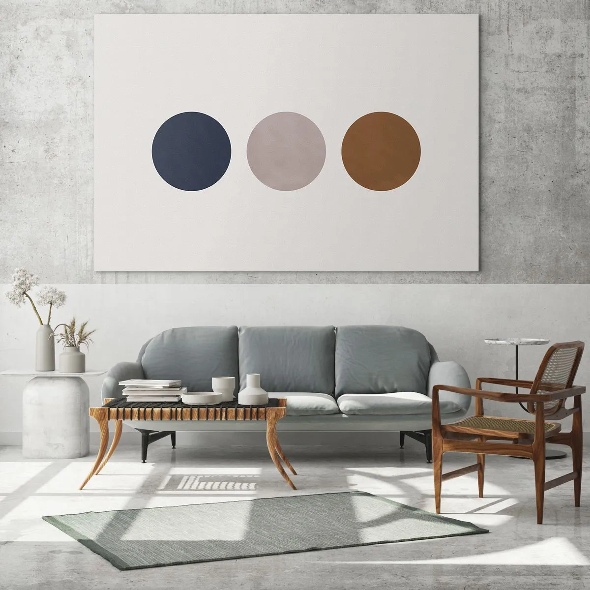 Glastavla - Bild på glas - En minimalistisk komposition av tre färgglada cirklar - 70x50cm - Perfektionens symbol - Modern väggdekoration för vardagsrum och sovrum ARTTOR