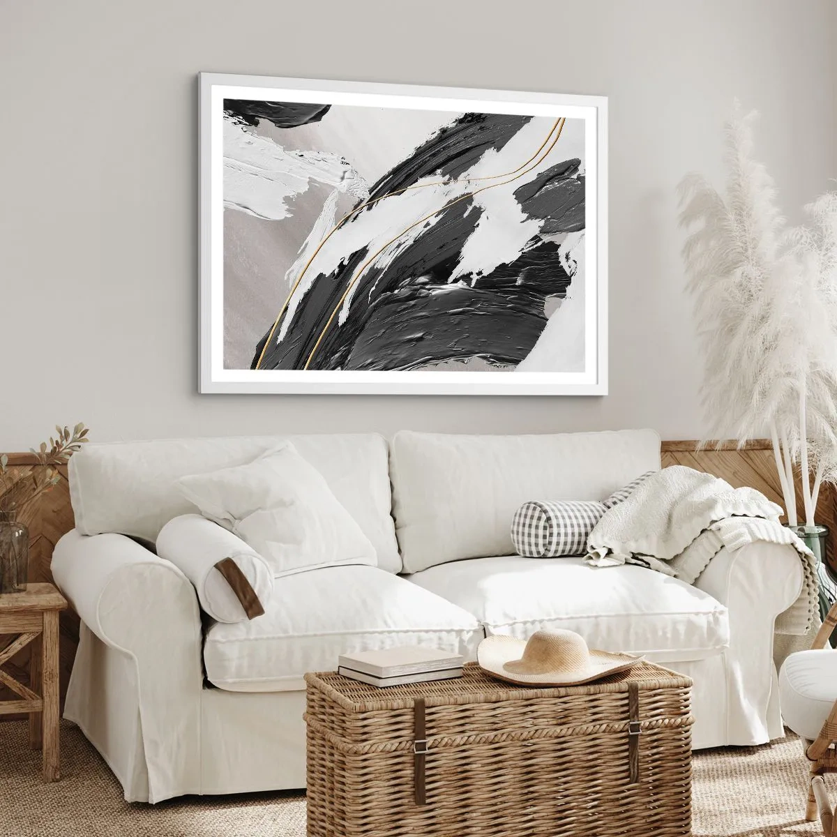 Affisch i vit ram - Storslagen abstraktion - 70x50 cm