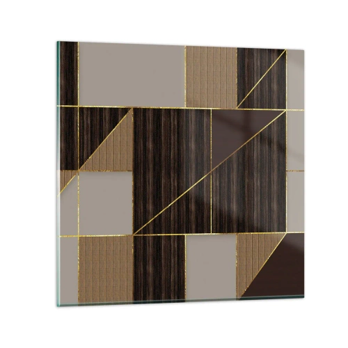 Glastavla - Bild på glas - Mosaik av brun och guld - 60x60 cm