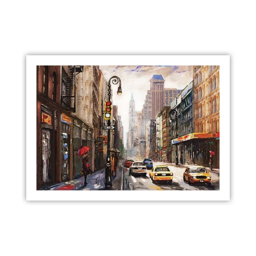Affisch - New York - färgglad också i regnet - 70x50 cm