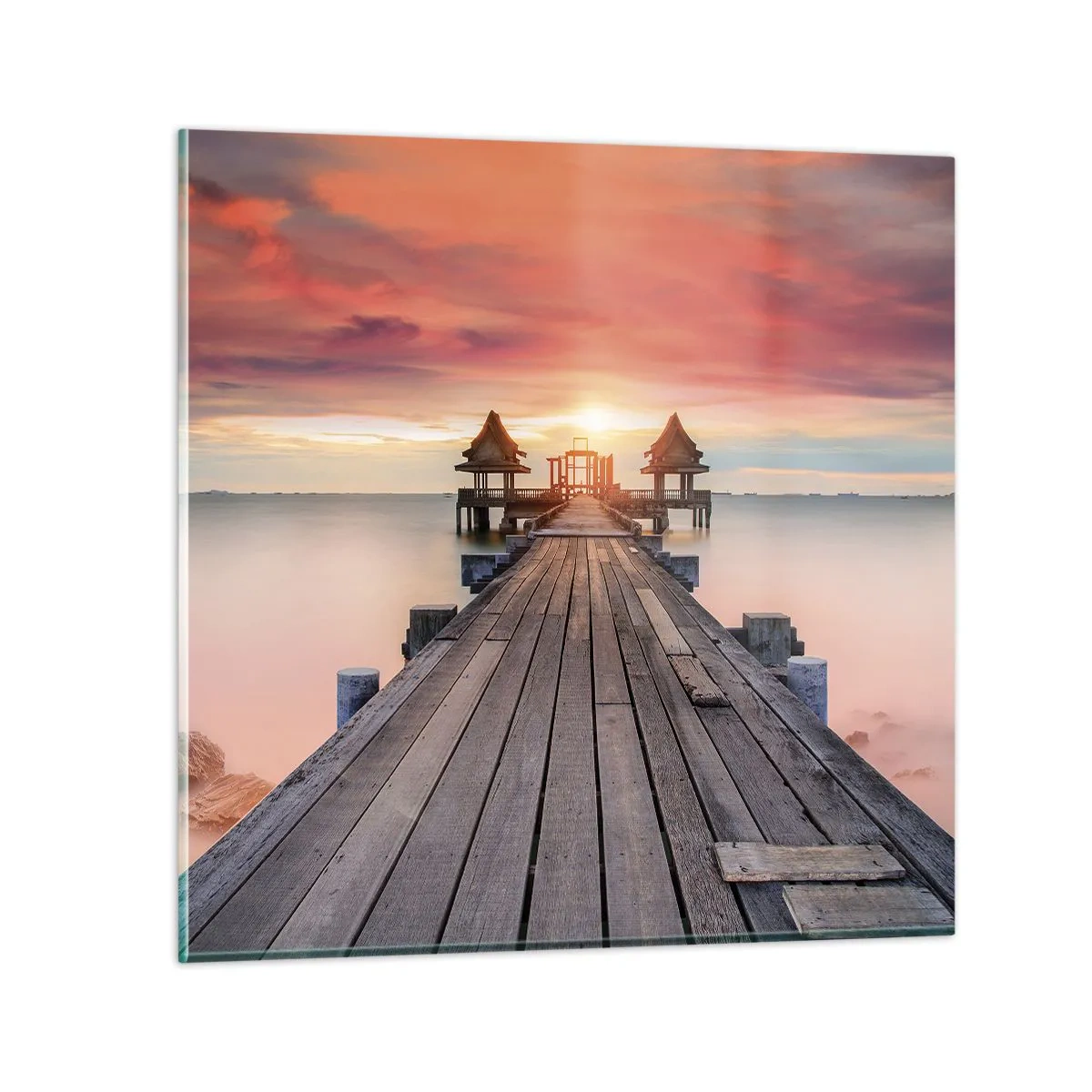 Glastavla - Bild på glas - Skymning i öst - 60x60 cm