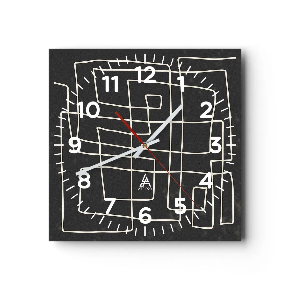 Väggklocka - Klocka på glas - Inte så enkelt - 30x30 cm