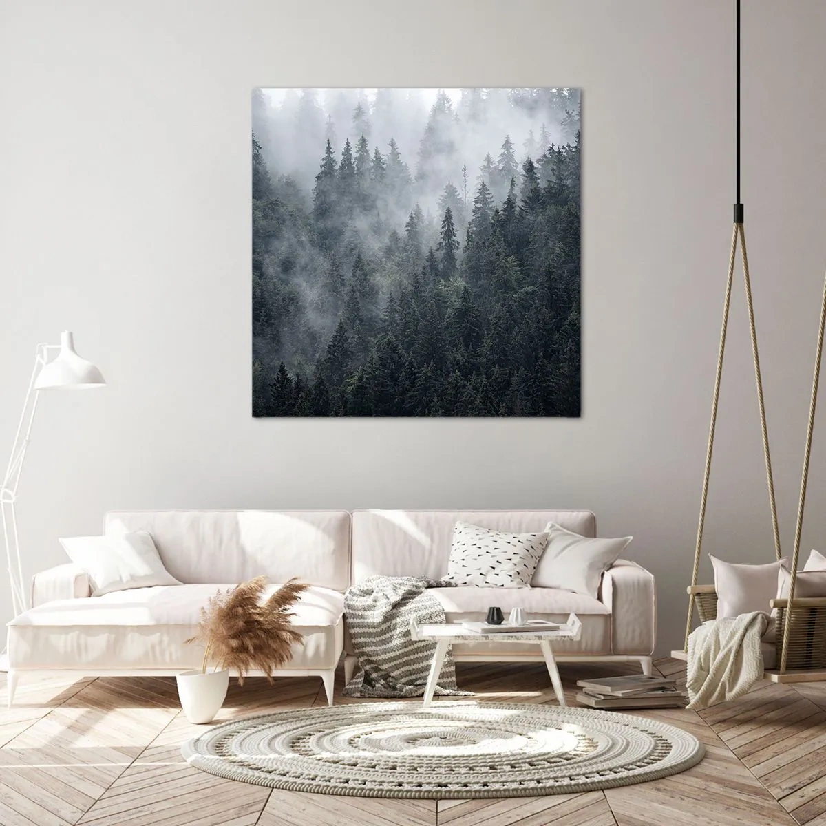 Canvastavla - Bild på duk - Gryning i skogen - 30x30 cm