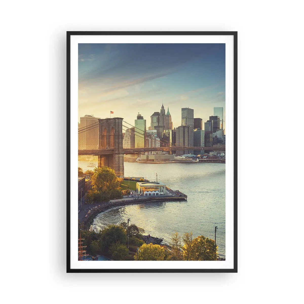 Affisch i svart ram - Storstadsgryning - 70x100 cm