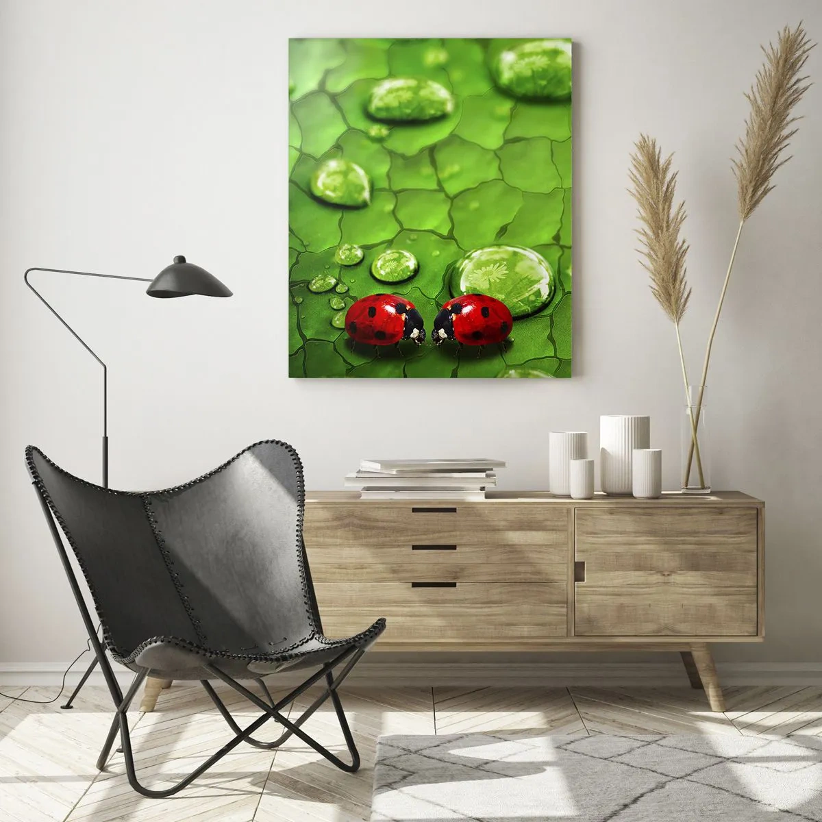 Glastavla - Bild på glas - Ett möte i det gröna - 50x70 cm