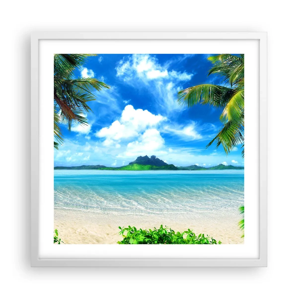 Affisch i vit ram - Tropikens azur - 50x50 cm