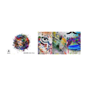 Provbit av fototapet Premium Canvas - Lurar bakom regnbågen - Abstraktion, Tiger, Grafik - 100x30 cm