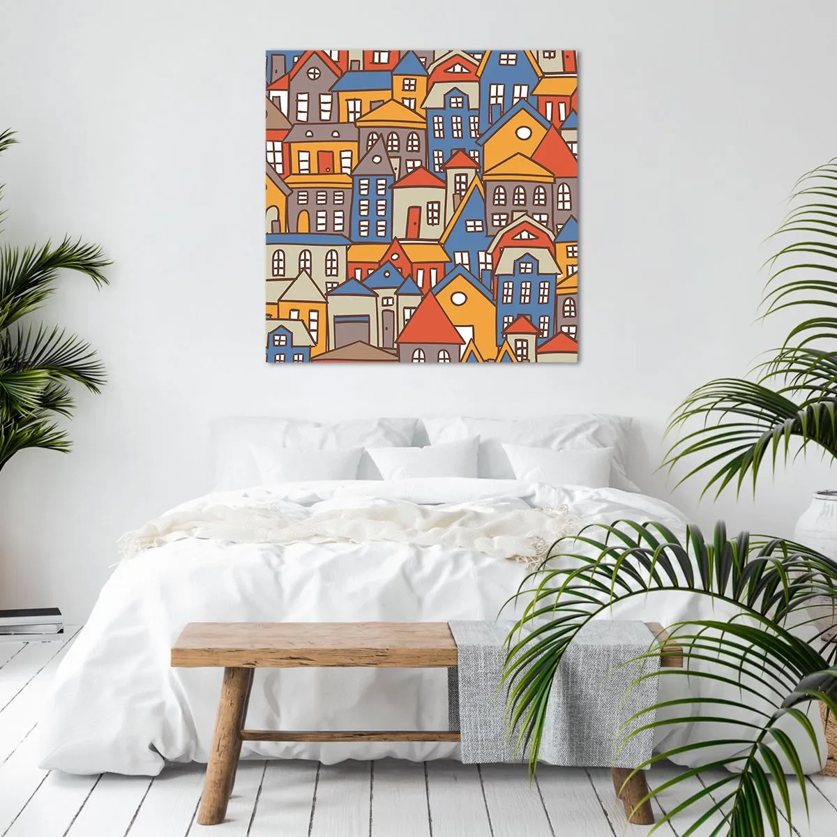 Canvastavla - Bild på duk - Hus bakom hus - 60x60 cm