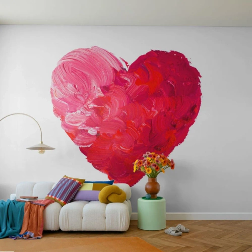 Fototapet Premium Canvas - All you need is love - Abstraktion, Rött hjärta, Symbol för kärlek - 150x105 cm