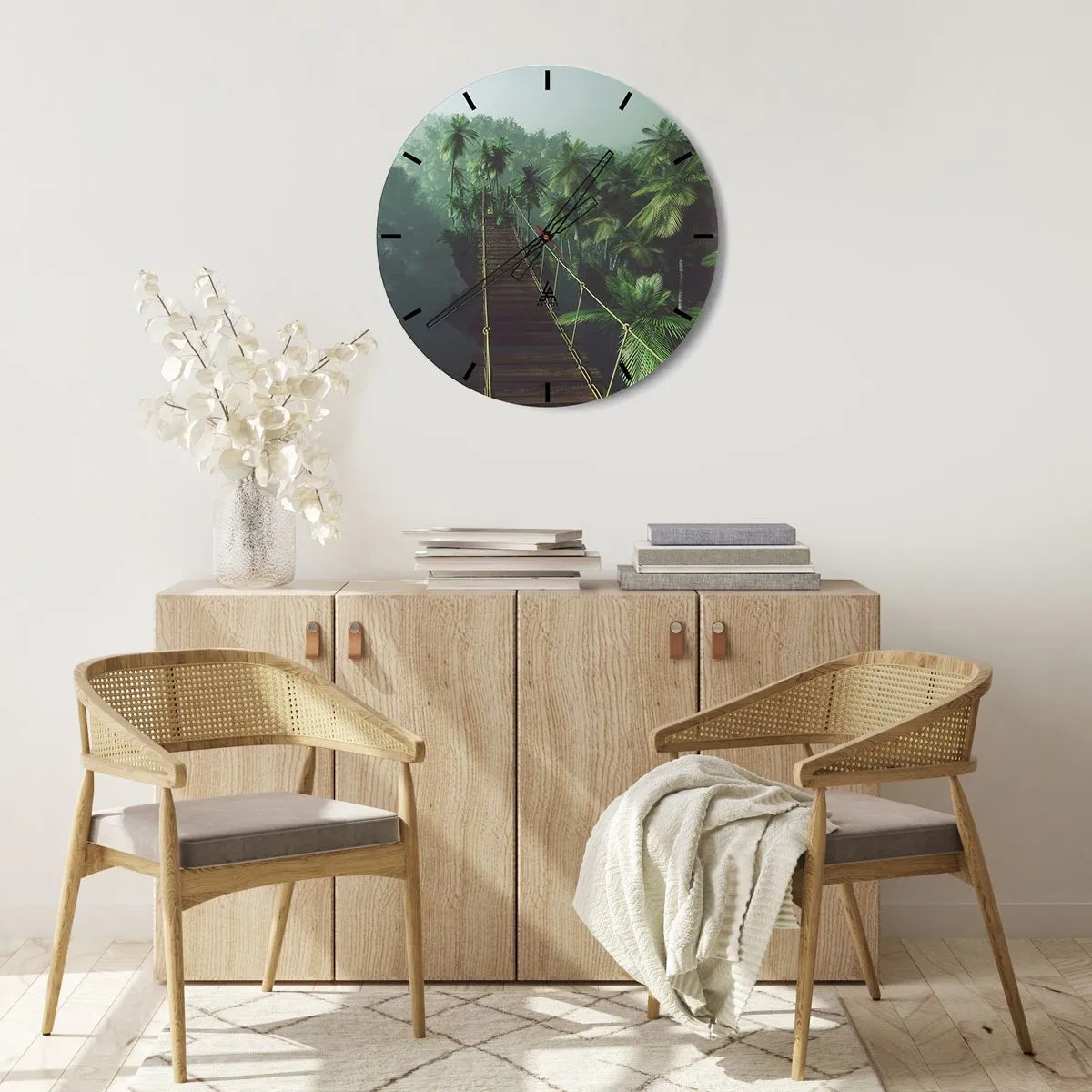 Väggklocka - Klocka på glas - Över grönskans kaos - 30x30 cm