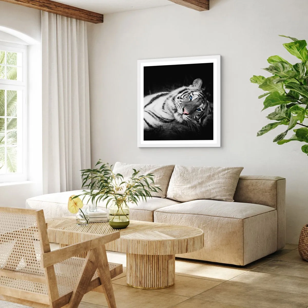 Affisch i vit ram - Vildhet och lugn - 60x60 cm