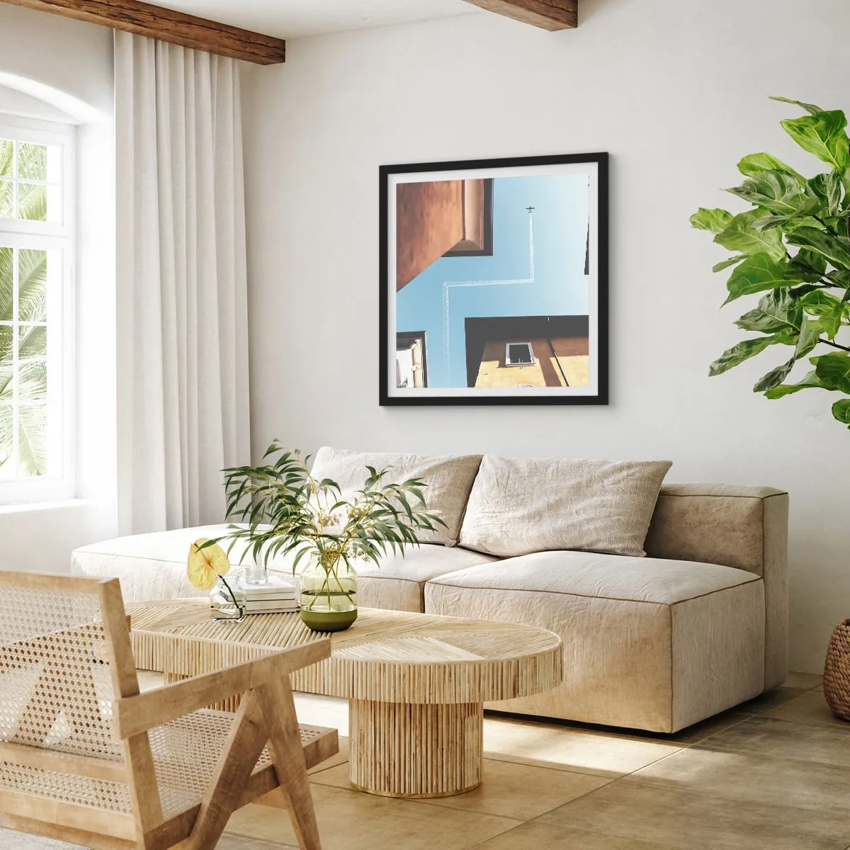 Affisch i svart ram - Ovanför stadens labyrint - 50x50 cm