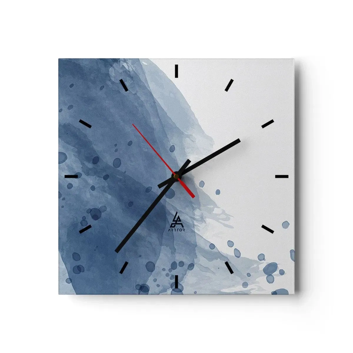 Väggklocka - Klocka på glas - Blå tyll - 30x30 cm